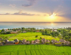 Seseh Beach and rice fields in Bali